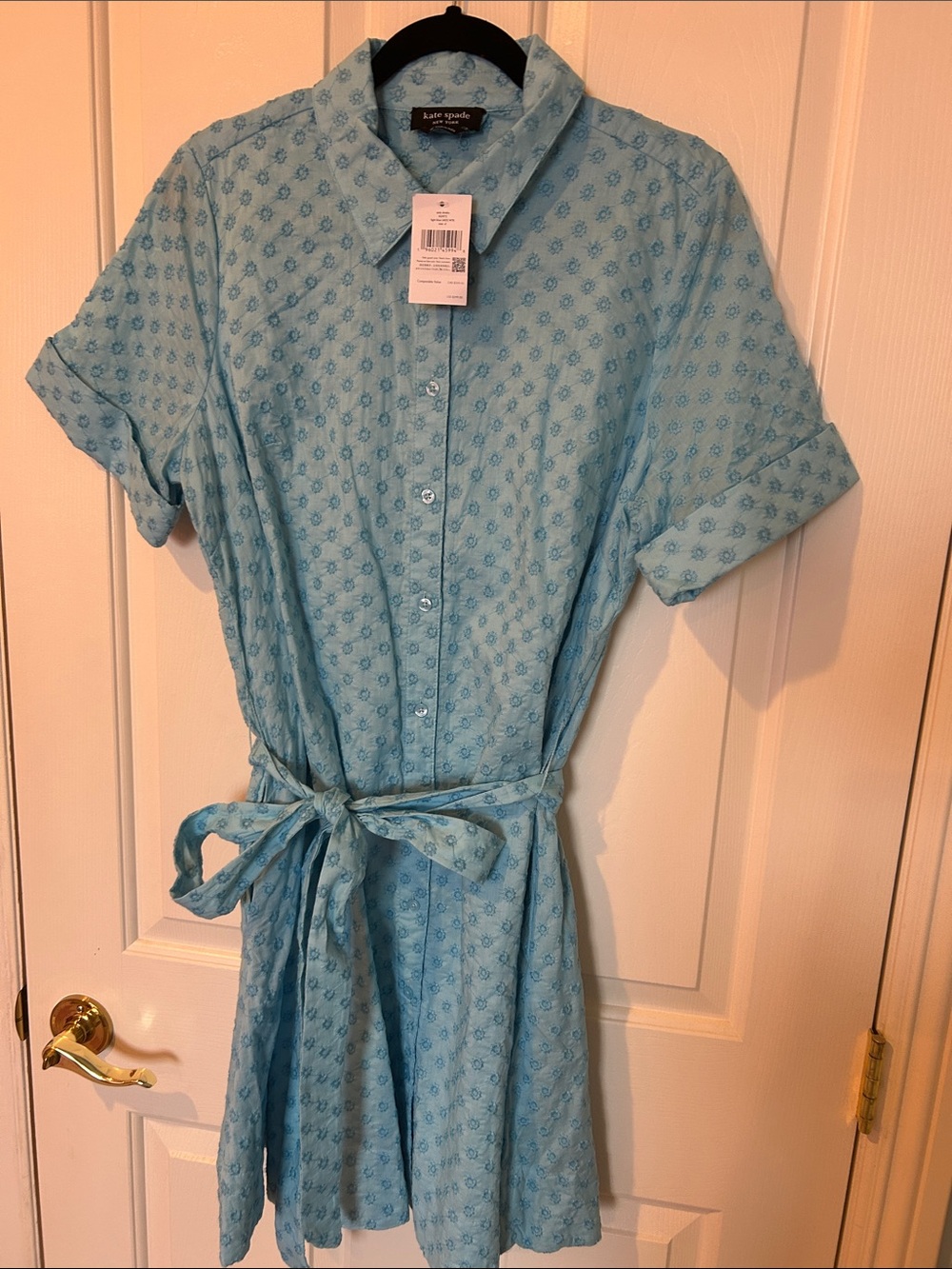 NWT Kate Spade EMBROIDERED SHIRTDRESS
Color: Light Blue Agate